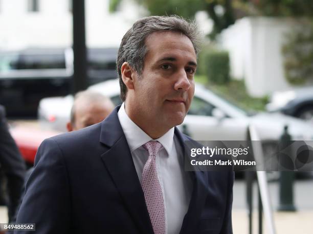 Michael Cohen, President Trump's personal lawyer arrives at the Hart Senate Office Building to be interviewed by the Senate Intelligence Committee on...