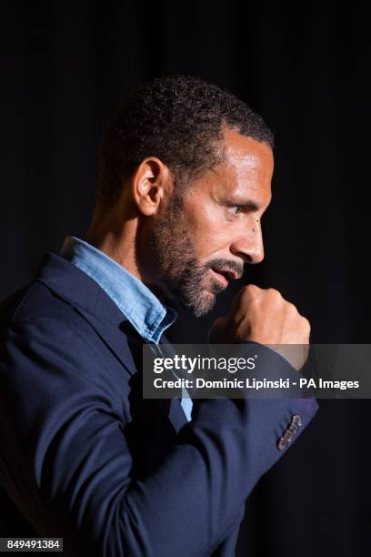 Rio Ferdinand poses for photographers during the press conference at York Hall, London.
