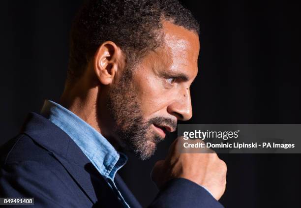 Rio Ferdinand poses for photographers during the press conference at York Hall, London.