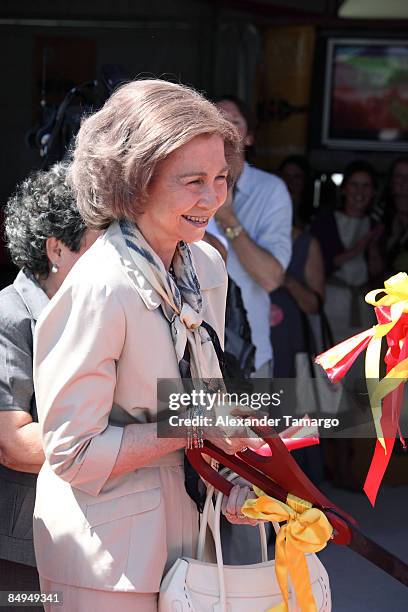 Queen Sofia of Spain attends the ribbon cutting ceremony at the Wines of Spain pavilion at Whole Foods Grand Tasting Village at the 2009 South Beach...