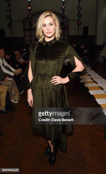 Stefanie Martini attends the palmer//harding SS18 catwalk show during London Fashion Week September 2017 at The College on September 19, 2017 in...