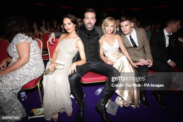 Claire Cooper, Emmett J. Scanlan, Jorgie Porter and Kieron Richardson during the 2013 National Television Awards at the O2 Arena, London.