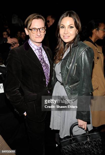 Vogue Editor, Hamish Bowles and Fabiola Beracasa attends Chado Ralph Rucci Fall 2009 during Mercedes-Benz Fashion Week at The Tent in Bryant Park on...