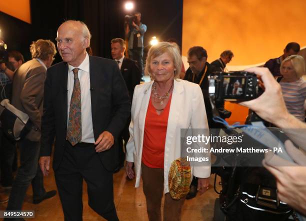 Liberal Democrats leader Sir Vince Cable with his wife Rachel after making his keynote speech at his party's annual conference at the Bournemouth...