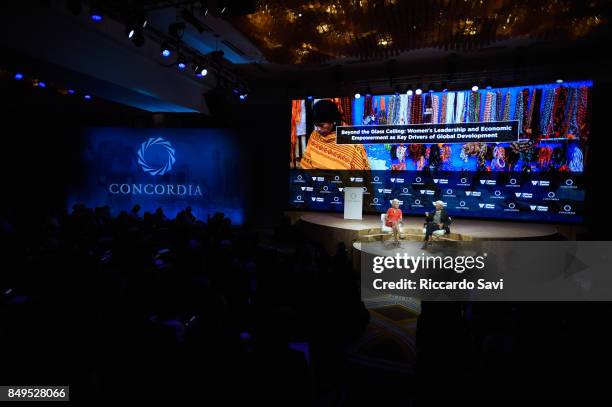 Hon. Jane Harman, Director, President, and CEO, Wilson Center and Christine Lagarde, Managing Director, International Monetary Fund speak at The 2017...