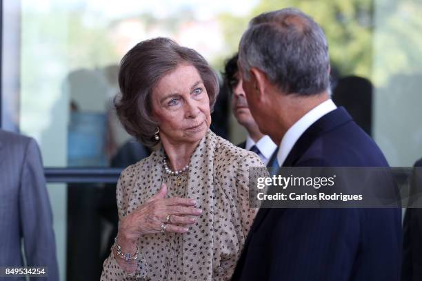 Her Majesty Queen Sofia of Spain Attends Alzheimer's Global Summit Lisbon 2017 on September 19, 2017 in Lisbon, Portugal.