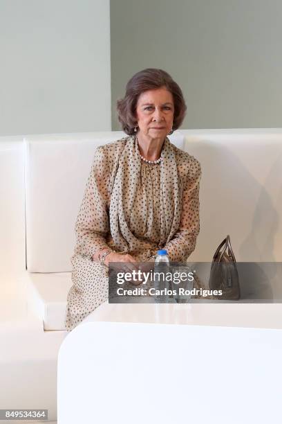 Her Majesty Queen Sofia of Spain Attends Alzheimer's Global Summit Lisbon 2017 on September 19, 2017 in Lisbon, Portugal.