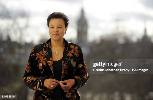 Baroness Scotland attends a photo call to promote One Billion Rising, a global grassroots movement aiming to end violence towards women and girls...