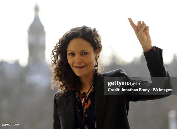 Thandie Newton attends a photo call to promote One Billion Rising, a global grassroots movement aiming to end violence towards women and girls held...