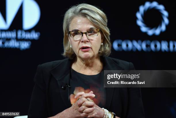 Margaret Spellings, President, University of North Carolina speaks at The 2017 Concordia Annual Summit at Grand Hyatt New York on September 19, 2017...