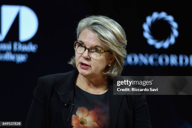 Margaret Spellings, President, University of North Carolina speaks at The 2017 Concordia Annual Summit at Grand Hyatt New York on September 19, 2017...