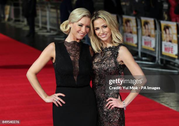 Denise Van Outen and Sarah Harding arriving for the UK film premiere of Run For Your Wife, at the Odeon Leicester Square, central London.