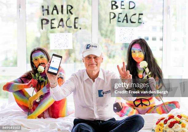 Bernard Weber, here shown amongst body painted performers, announces that the launch of the ‘7 Symbols of Peace’ voting campaign will be on World...