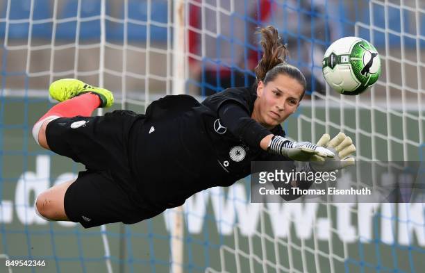 Laura Benkarth of Germany in action prior the 2019 FIFA Women's World Championship Qualifier match between Czech Republic Women's and Germany Women's...