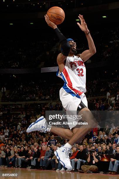 Richard Hamilton of the Detroit Pistons puts up a shot during the game against the Houston Rockets on January 25, 2009 at The Palace of Auburn Hills...