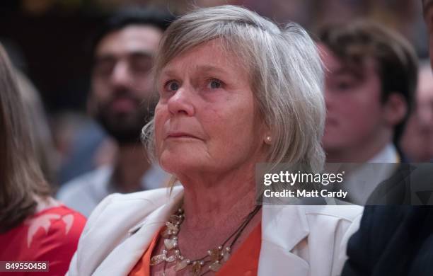 Leader of the Liberal Democrats Vince Cable wife Rachel listens as he delivers his keynote speech during the final day of the Liberal Democrat Autumn...