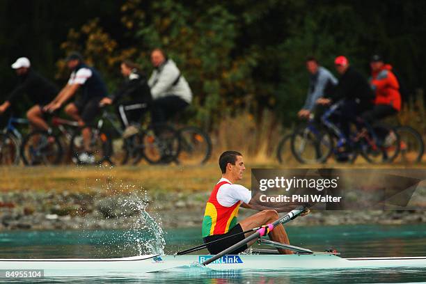 Rob Waddell of Waikato competes in the final of the Mens Premier Single Scull during day five of the New Zealand National Club Rowing Championships...