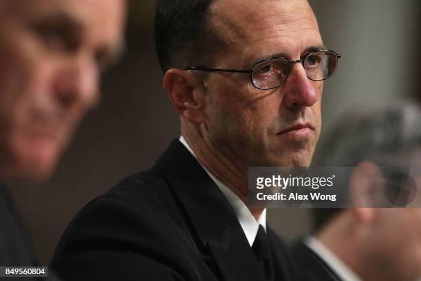 Chief of Naval Operations Adm. John Richardson testifies during a hearing before Senate Armed Services Committee September 19, 2017 on Capitol Hill...