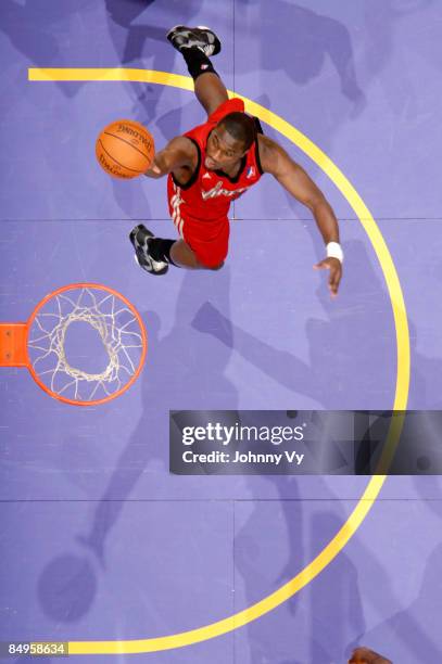 Marcus Hubbard of the Rio Grande Valley Vipers goes up for a layup against the Los Angeles D-Fenders at Staples Center on February 20, 2009 in Los...