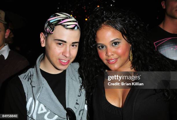 Designer Indashio and Anel Pla attend the after party for Indashio's "Five Years In Fashion" at D'Or at Dream Hotel on February 20, 2009 in New York...