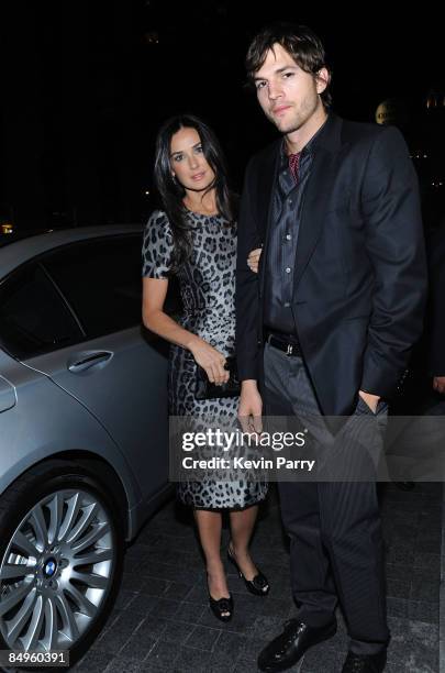 Actress Demi Moore and actor Ashton Kutcher arrive in the all-new BMW 7 Series to enjoy Hollywood Domino Game Night benefiting The Art of Elysium...