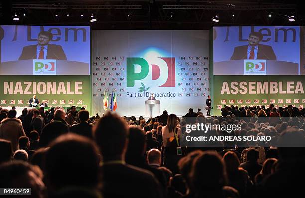 Democratic Party member Dario Franceschini addresses delegates gathered on February 21, 2009 in Rome to assess their future after the shock...