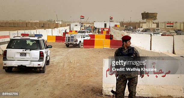 An Iraqi army soldier patrols outside of the newly opened Baghdad Central Prison in Abu Ghraib on February 21, 2009 in Baghdad, Iraq. The Iraqi...