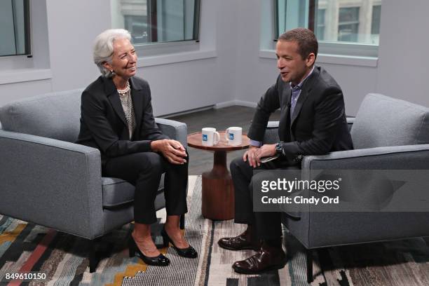 Managing Director of the International Monetary Fund Christine Lagarde speaks with LinkedIn Executive Editor Dan Roth at LinkedIn Studios on...