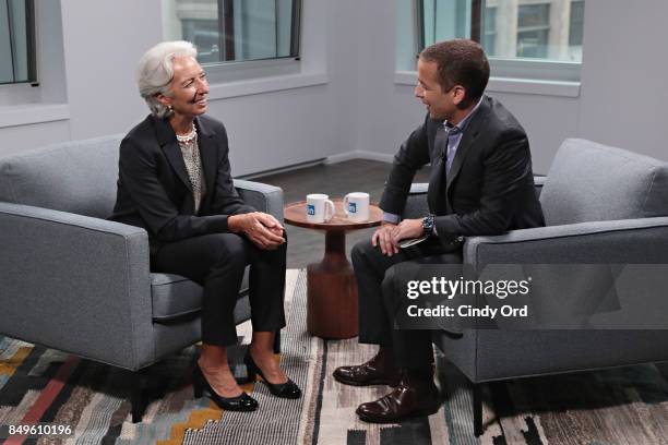 Managing Director of the International Monetary Fund Christine Lagarde speaks with LinkedIn Executive Editor Dan Roth at LinkedIn Studios on...