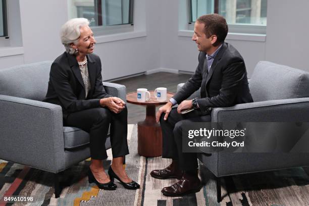 Managing Director of the International Monetary Fund Christine Lagarde speaks with LinkedIn Executive Editor Dan Roth at LinkedIn Studios on...