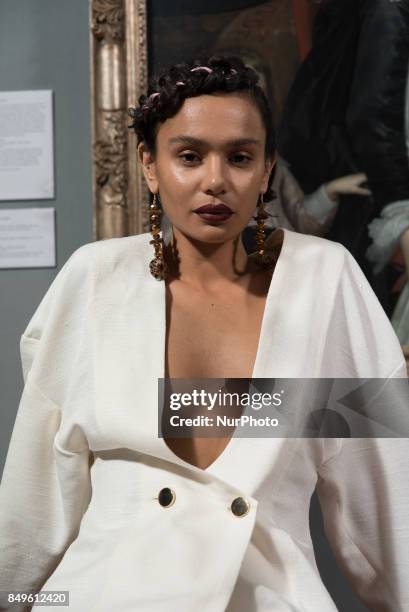 View of the backstage and details ahead of the Tata Naka presentation during the London Fashion Week September 2017 in London on September 19, 2017.