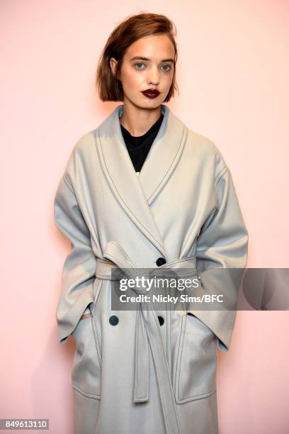 Model showcases designs at the A By Jigsaw presentation during London Fashion Week September 2017 on September 19, 2017 in London, England.