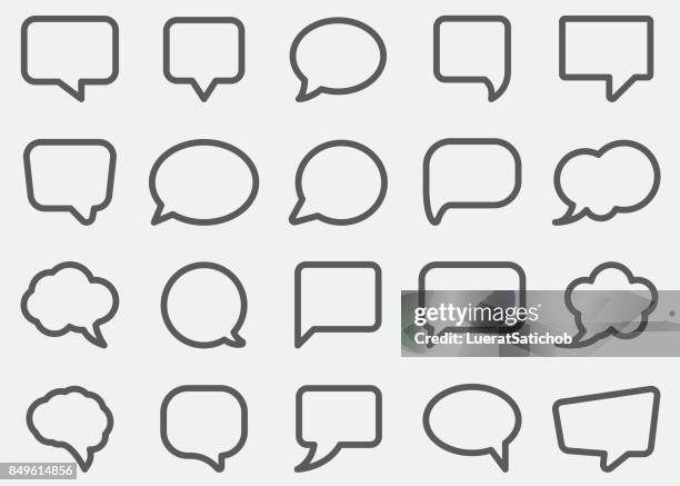 ilustrações de stock, clip art, desenhos animados e ícones de speech bubble line icons - balão de conversa online