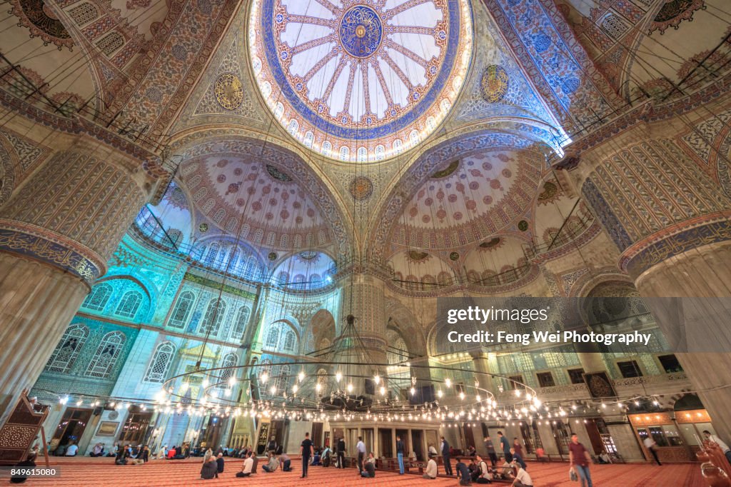 Interior View Of Blue Mosque, Istanbul, Turkey