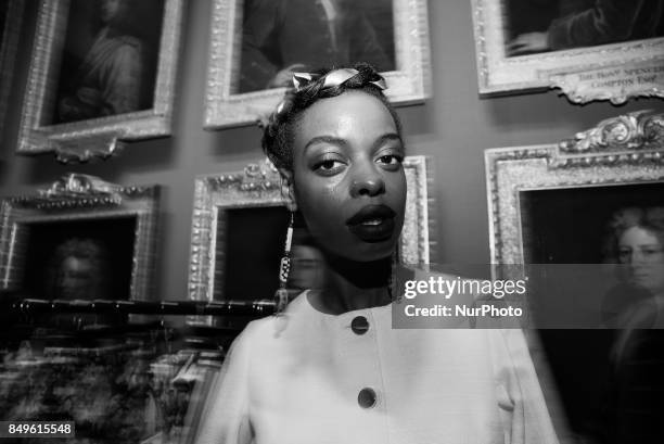 View of the backstage and details ahead of the Tata Naka presentation during the London Fashion Week September 2017 in London on September 19, 2017.