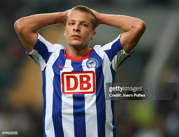 Patrick Ebert of Berlin is seen during the Bundesliga match between VfL Wolfsburg and Hertha BSC Berlin at the Volkswagen Arena on February 21, 2009...