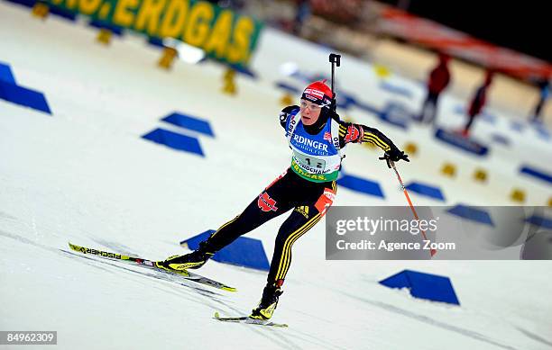 Magdalena Neuner of Germany takes 2nd place during the IBU Biathlon World Chanpionships - Women's Relay event on February 21, 2009 in Pyeong Chang,...