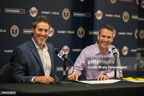 Former pitcher Joe Nathan of the Minnesota Twins announces his retirement after signing a one-day contract against the Kansas City Royals on...