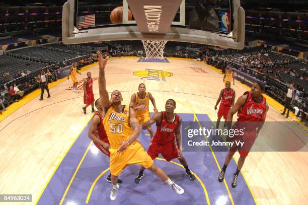 Dwayne Mitchell of the Los Angeles D-Fenders puts up a shot against the Rio Grande Valley Vipers at Staples Center on February 20, 2009 in Los...