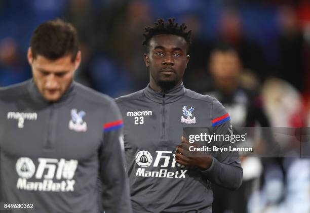 Pape Souare of Crystal Palace looks on prior to the Carabao Cup Third Round match between Crystal Palace and Huddersfield Town at Selhurst Park on...