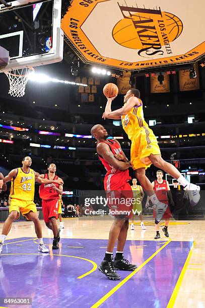 Charlie Parker of the Los Angeles D-Fenders goes up for a shot during a game against the Rio Grande Valley Vipers at Staples Center on February 20,...