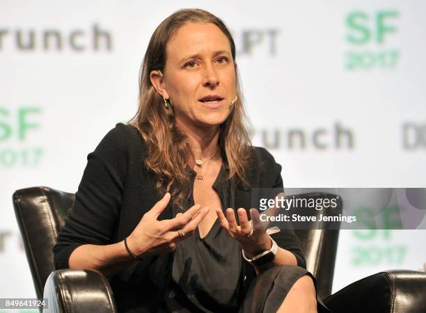 23andMe Co-Founder and CEO Anne Wojcicki speaks onstage during TechCrunch Disrupt SF 2017 at Pier 48 on September 19, 2017 in San Francisco,...