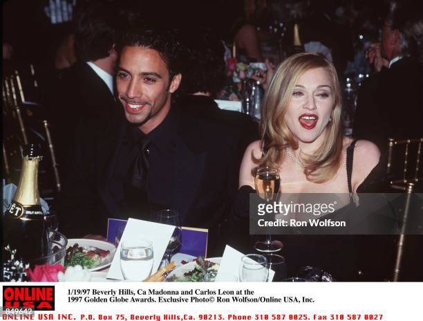 Beverly Hills, Ca Madonna and Carlos Leon at the 1997 Golden Globe Awards. Exclusive photo