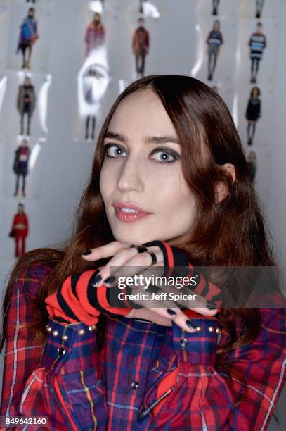 Elizabeth Jagger backstage ahead of the Tommy Hilfiger TOMMYNOW Fall 2017 Show during London Fashion Week September 2017 at the Roundhouse on...