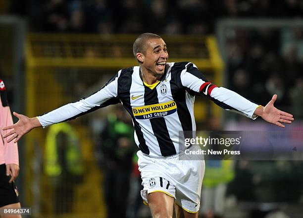 David Trezeguet of Juventus celebrates scoring the second goal during the Serie A match between Palermo and Juventus at the Stadio Barbera on...