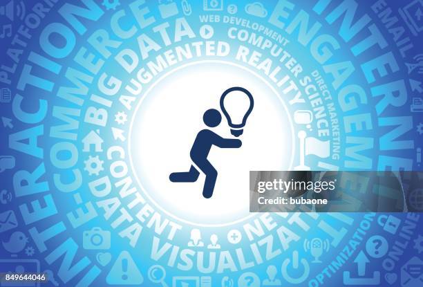 chasing idea icon on internet modern technology words background - running gear stock illustrations