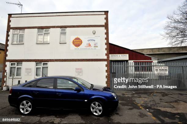 One of the Dinos & Sons food factory premises at the Millmead Industrial Estate in Tottenham, North east London that is under investigation for its...