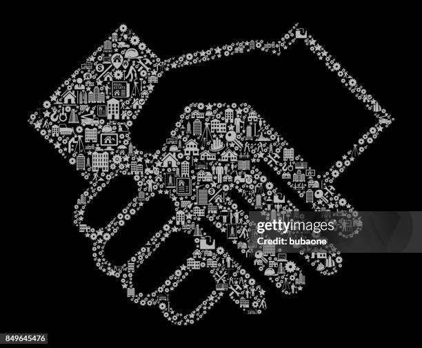 handshake construction industry vector icon pattern - hand holding sledge hammer stock illustrations