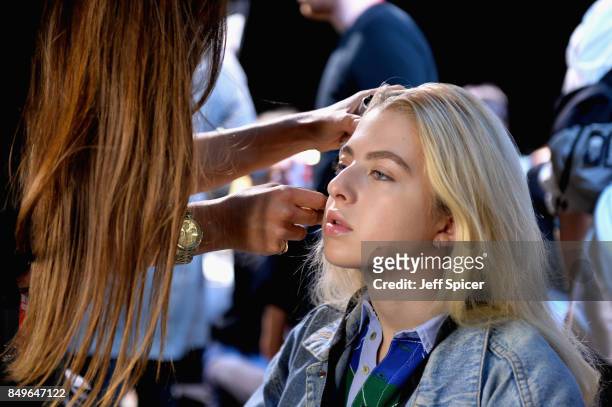 Anais Gallagher backstage ahead of the Tommy Hilfiger TOMMYNOW Fall 2017 Show during London Fashion Week September 2017 at the Roundhouse on...
