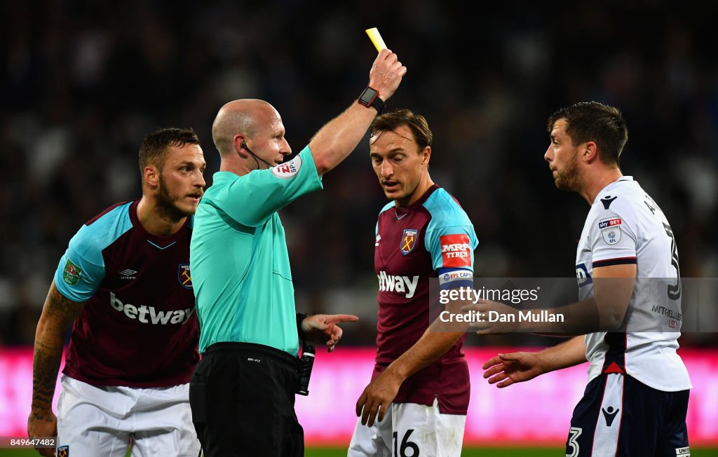 West Ham United v Bolton Wanderers - Carabao Cup Third Round